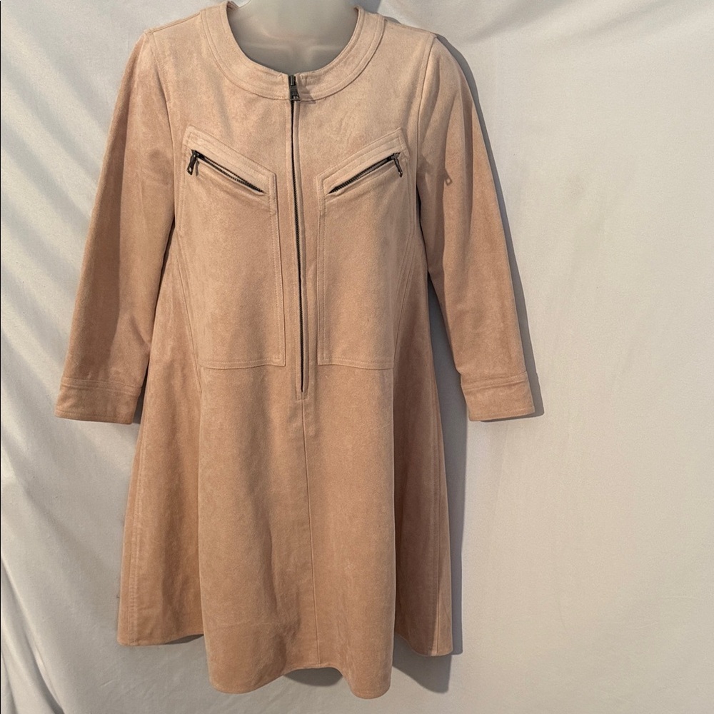 BCBG MaxAzria Blush Pink Suede-Look Party Cocktail Aline Dress Size XXS